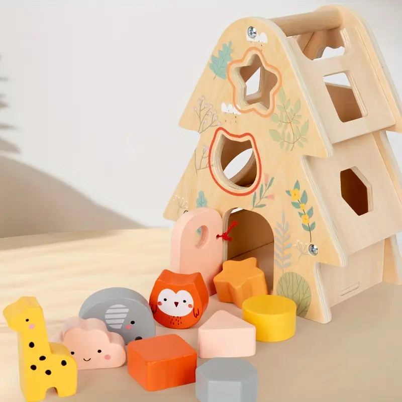 Puzzle cu figuri din lemn, jucărie educativă