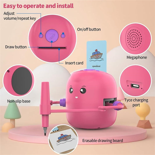 Robotel interactiv ce deseneaza singur, 100 cartonase