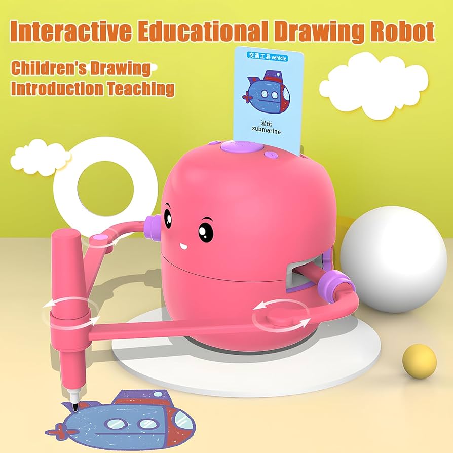 Robotel interactiv ce deseneaza singur, 100 cartonase