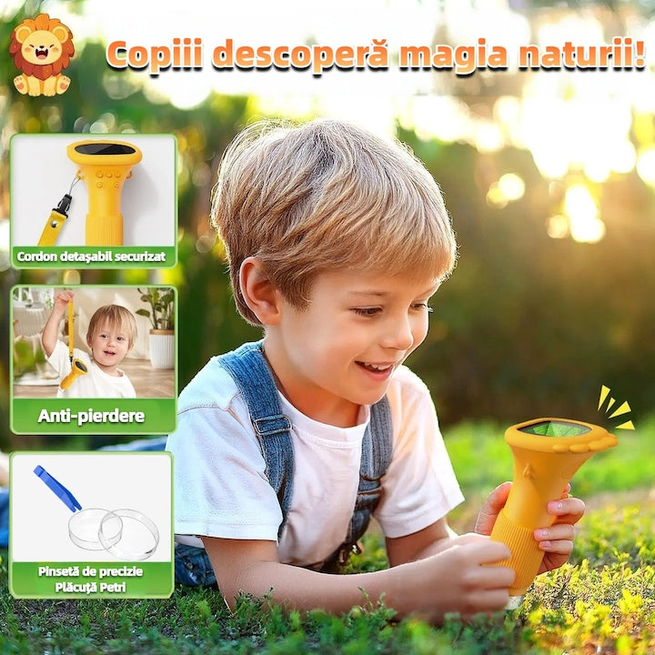 Microscop portabil pentru copii, iluminare LED